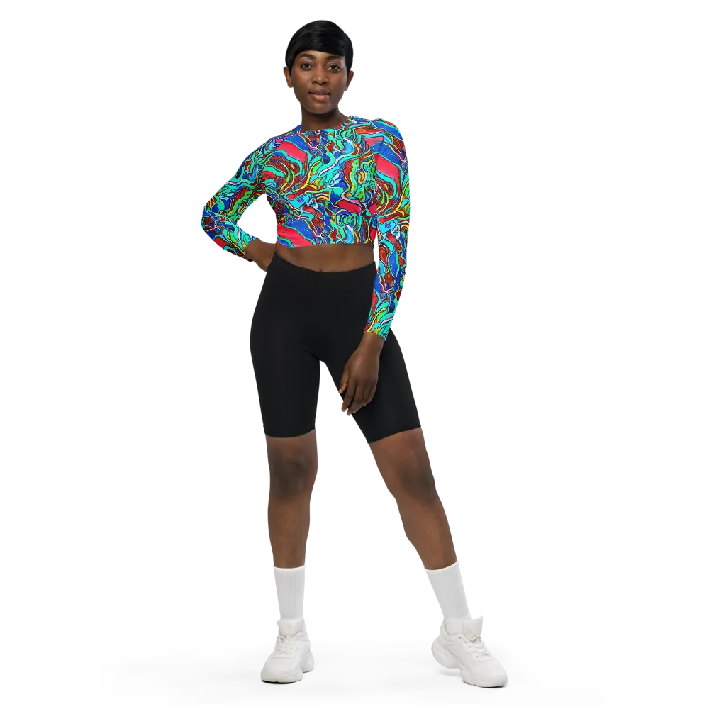 Cosmic Cabaret on Long Sleeve Crop Top — Front