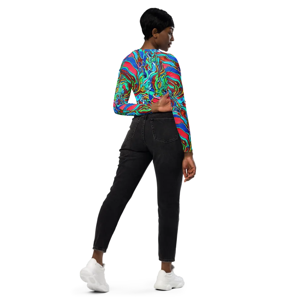 Cosmic Cabaret on Long Sleeve Crop Top — Right Back