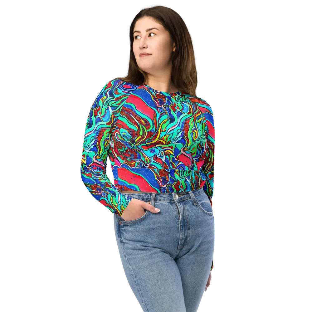 Cosmic Cabaret on Long Sleeve Crop Top — Front