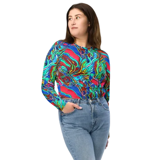 Cosmic Cabaret on a Long Sleeve Crop Top