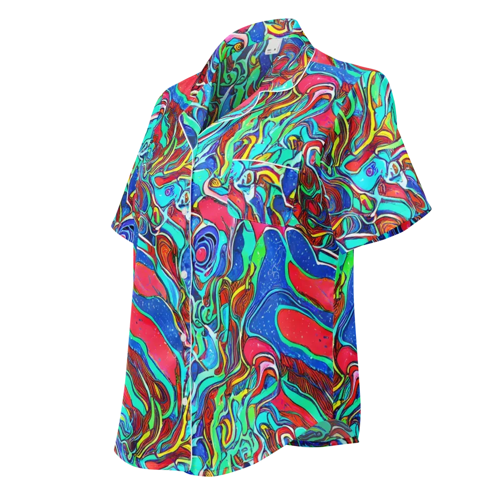 Cosmic Cabaret on Women's Short Sleeve Pajama Top — Left Front