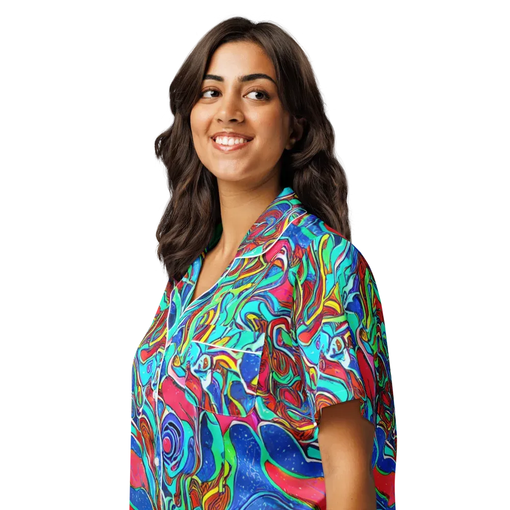Cosmic Cabaret on Women's Short Sleeve Pajama Top — Left Front