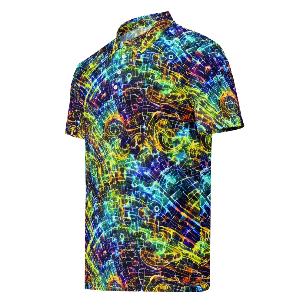 Electric Gridfall on Men's Slim Fit Polo Shirt — Left Front