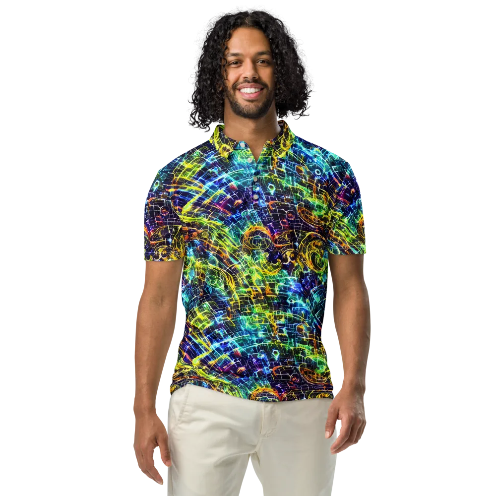 Electric Gridfall on Men's Slim Fit Polo Shirt — Front