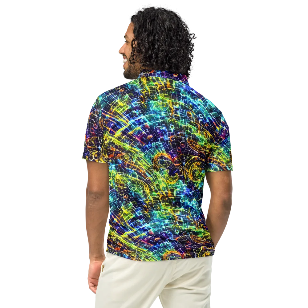 Electric Gridfall on Men's Slim Fit Polo Shirt — Back
