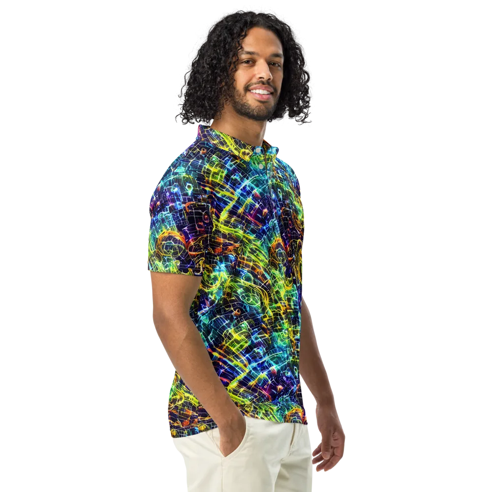 Electric Gridfall on Men's Slim Fit Polo Shirt — Right Front