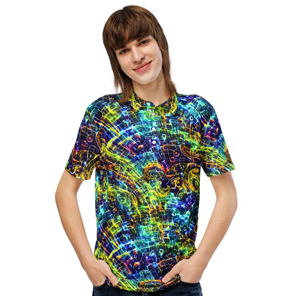 Electric Gridfall on Men's Slim Fit Polo Shirt — Front