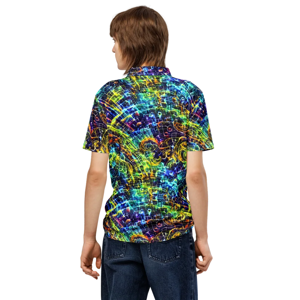 Electric Gridfall on Men's Slim Fit Polo Shirt — Back
