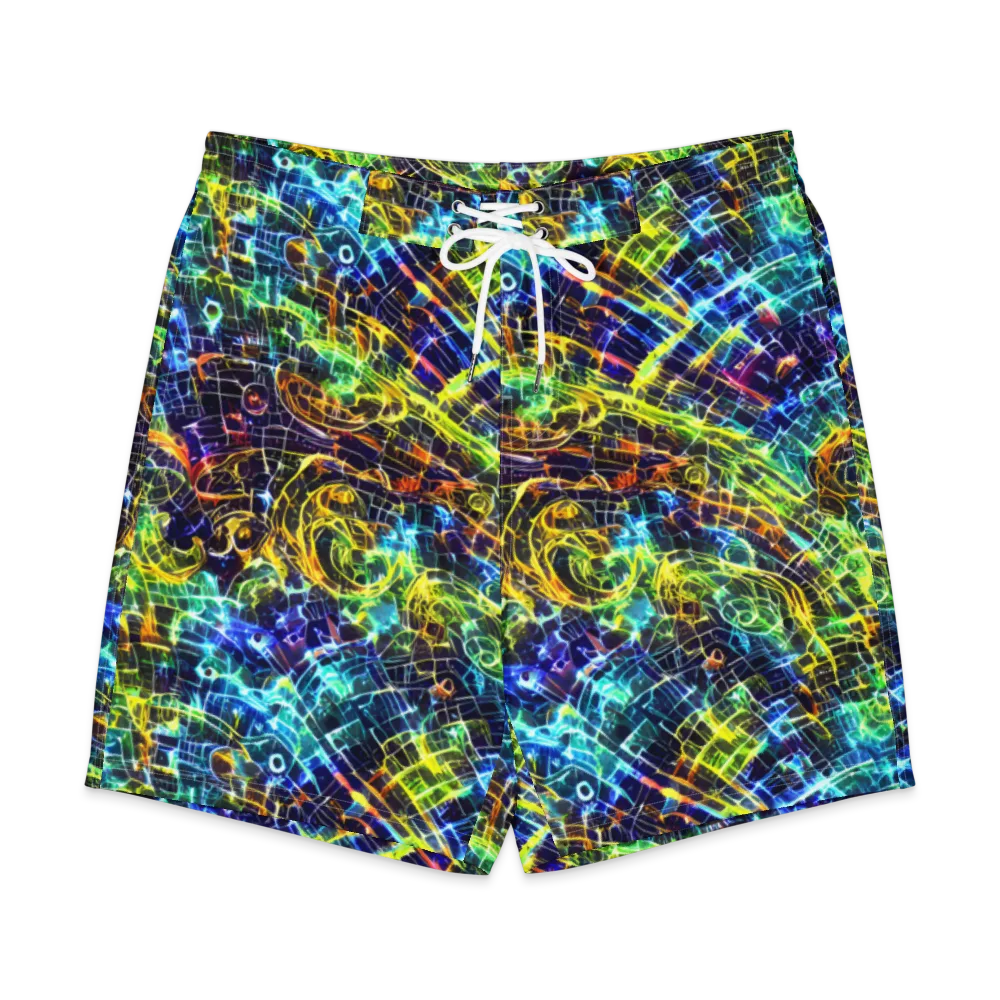 Electric Gridfall on Men's Board Shorts — Front