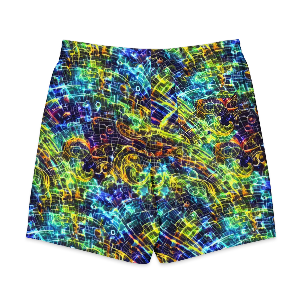 Electric Gridfall on Men's Board Shorts — Back