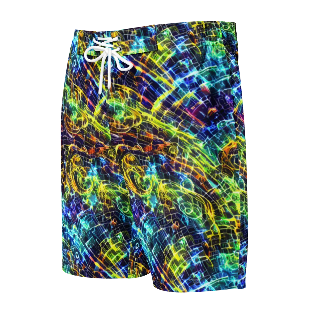 Electric Gridfall on Men's Board Shorts — Front