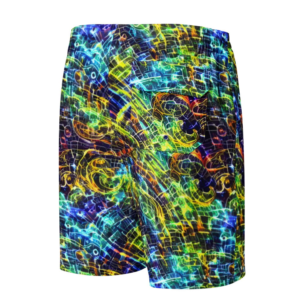 Electric Gridfall on Men's Board Shorts — Back