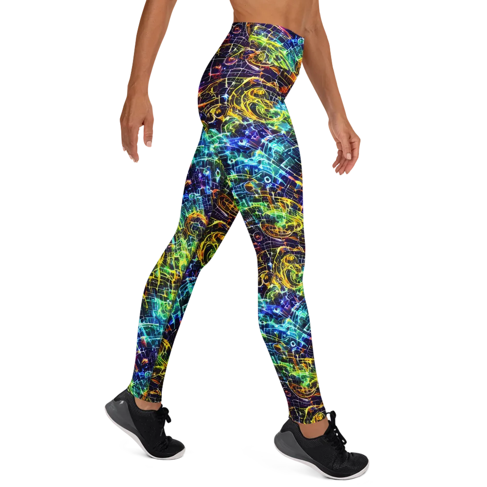 Electric Gridfall on Yoga Leggings — Right