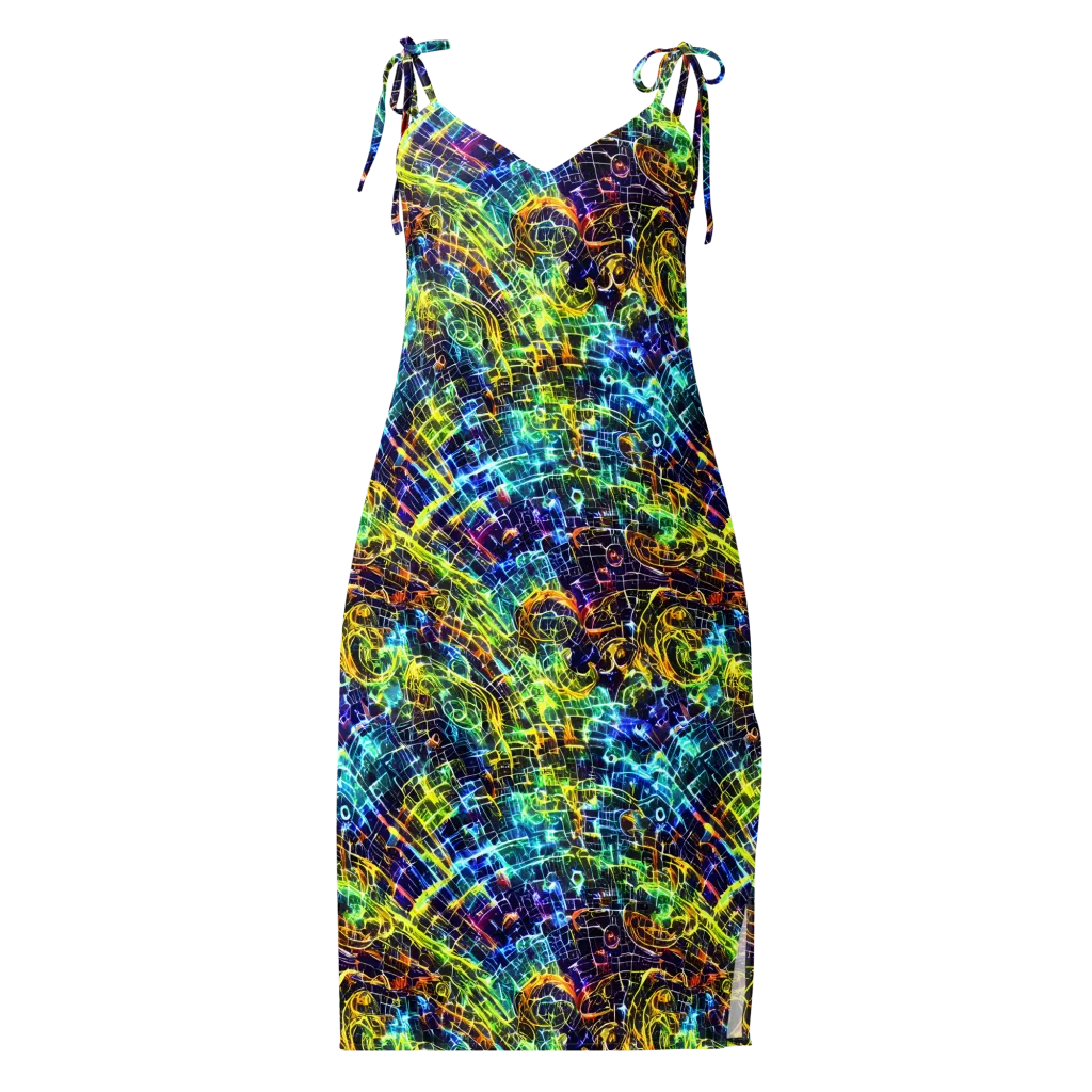 Electric Gridfall on Slip Dress — Front