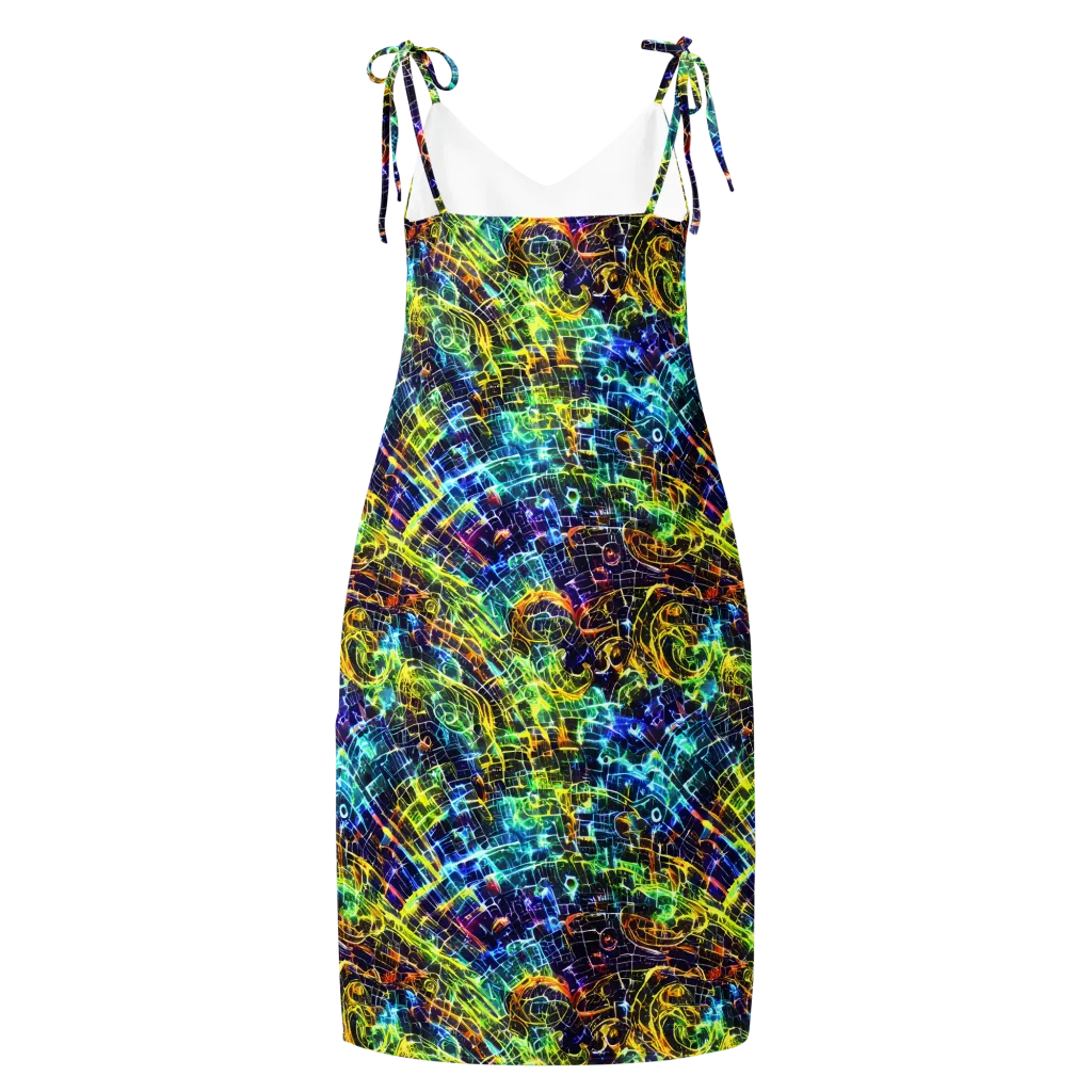 Electric Gridfall on Slip Dress — Back