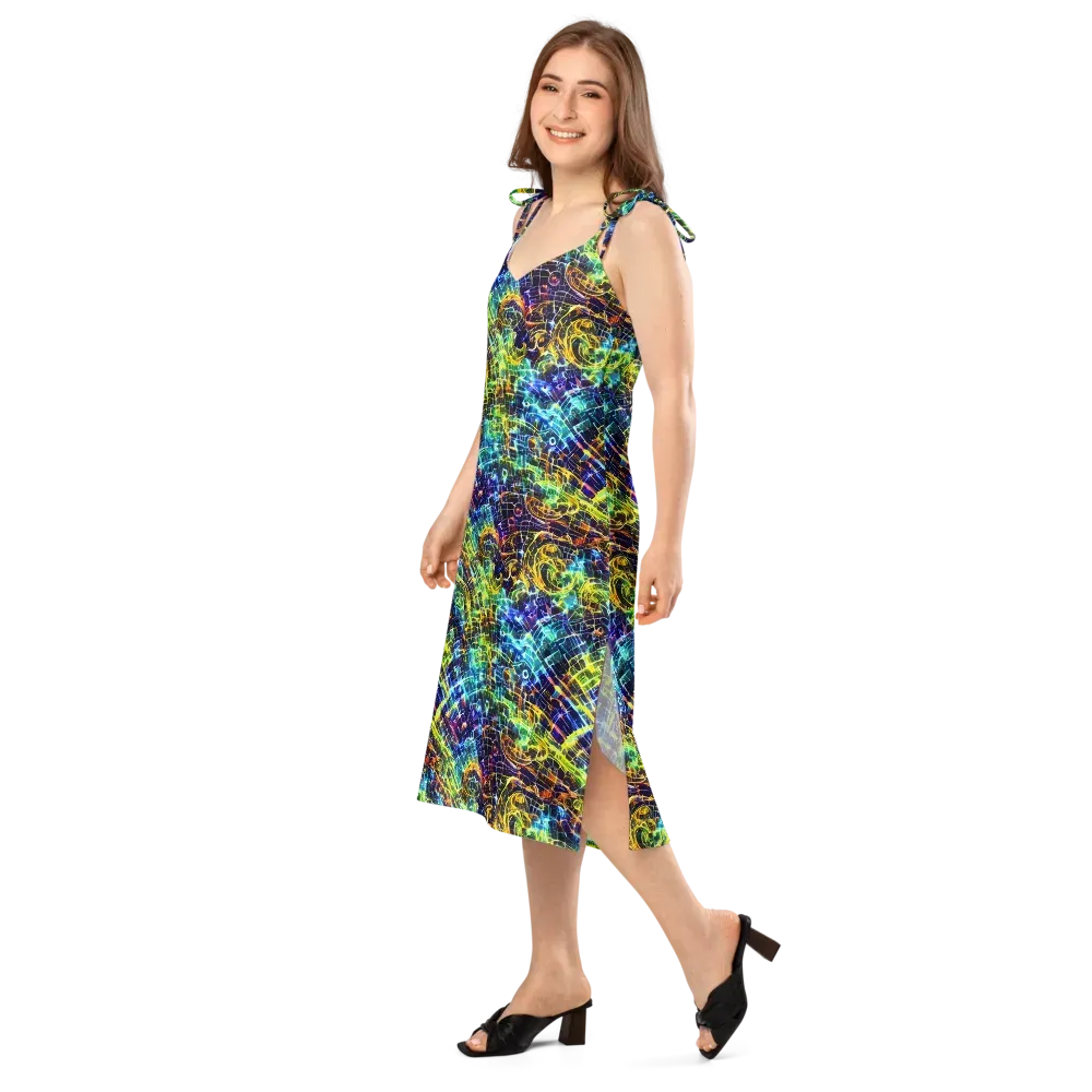 Electric Gridfall on Slip Dress — Left Front