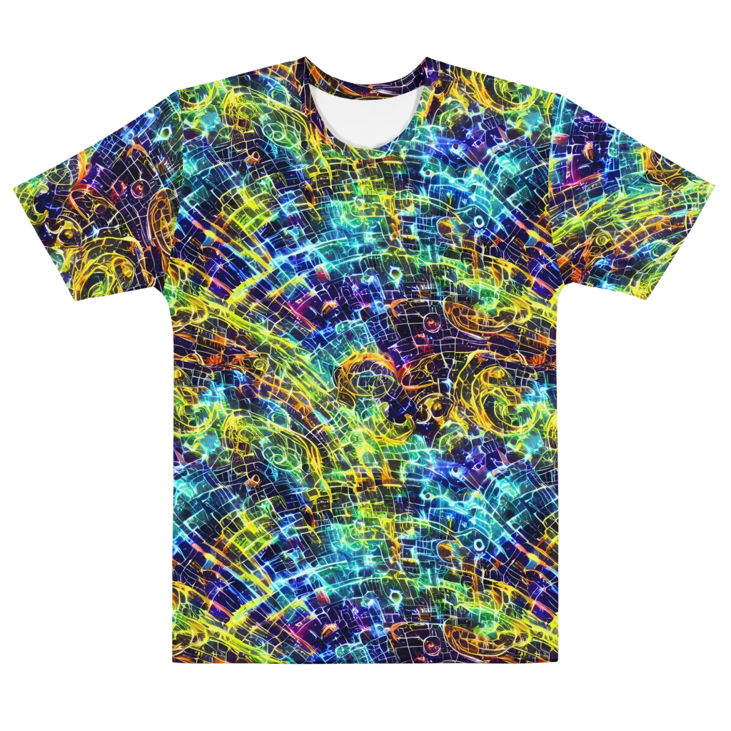 Electric Gridfall on Men's Cotton Crew Neck T-Shirt — Front