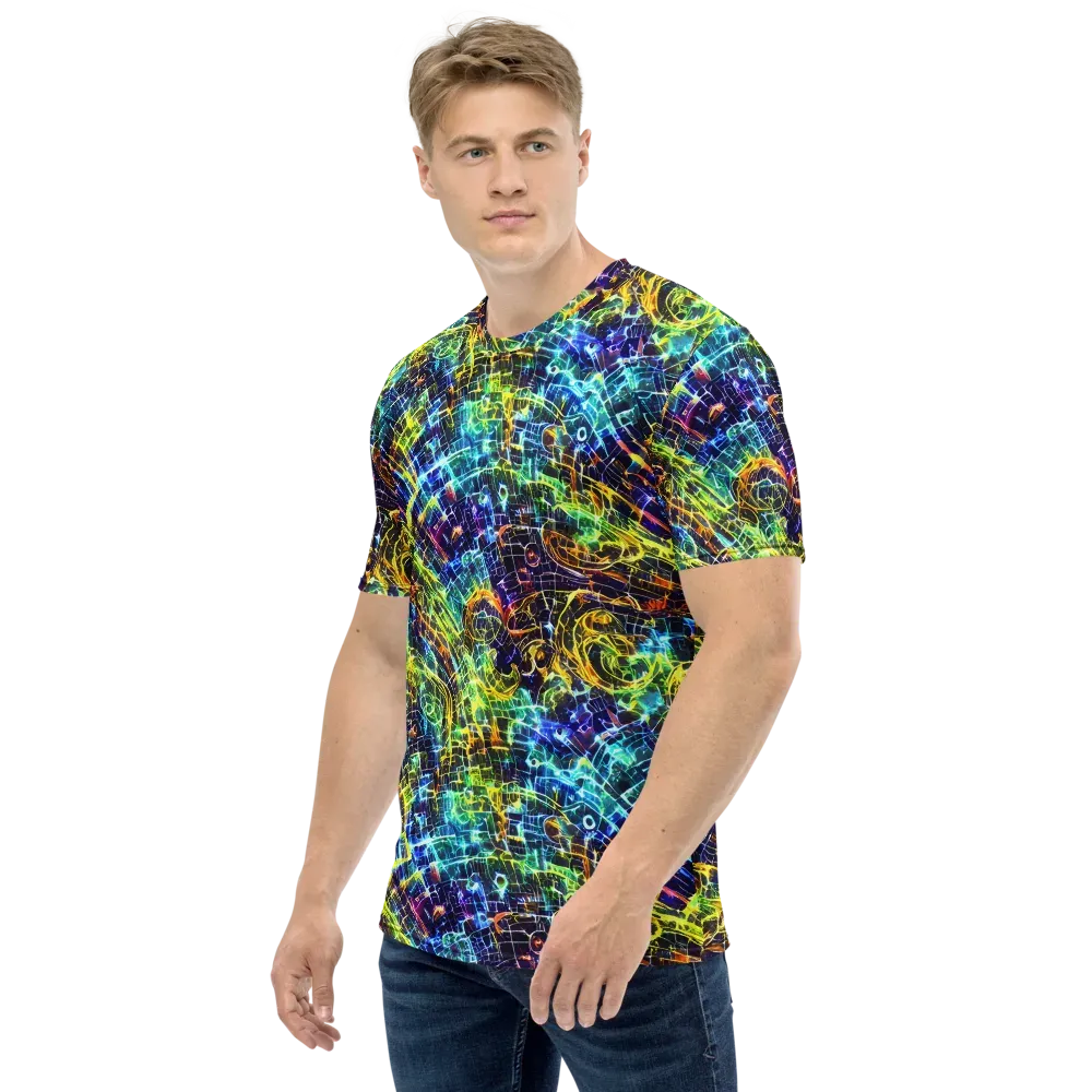 Electric Gridfall on Men's Crew Neck T-Shirt — Left