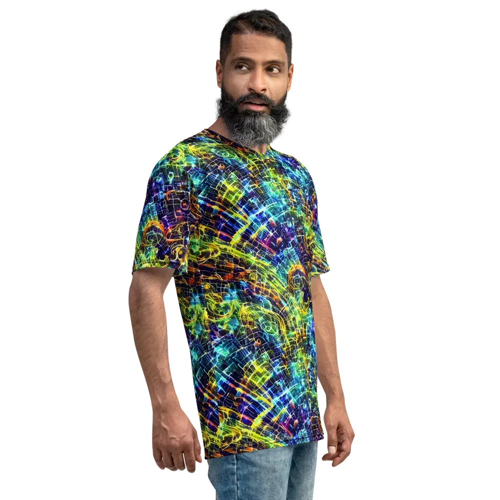 Electric Gridfall on Men's Crew Neck T-Shirt — Right