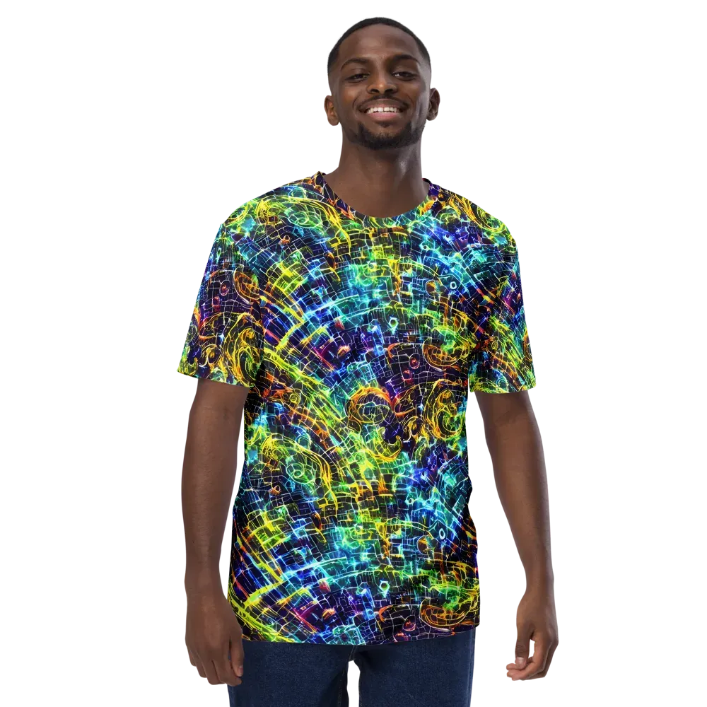 Electric Gridfall on Men's Crew Neck T-Shirt — Front