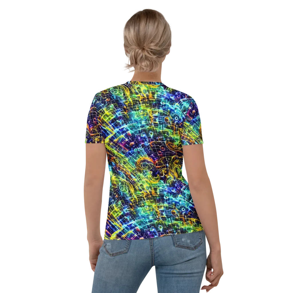 Electric Gridfall on Women's Crew Neck T-Shirt — Back