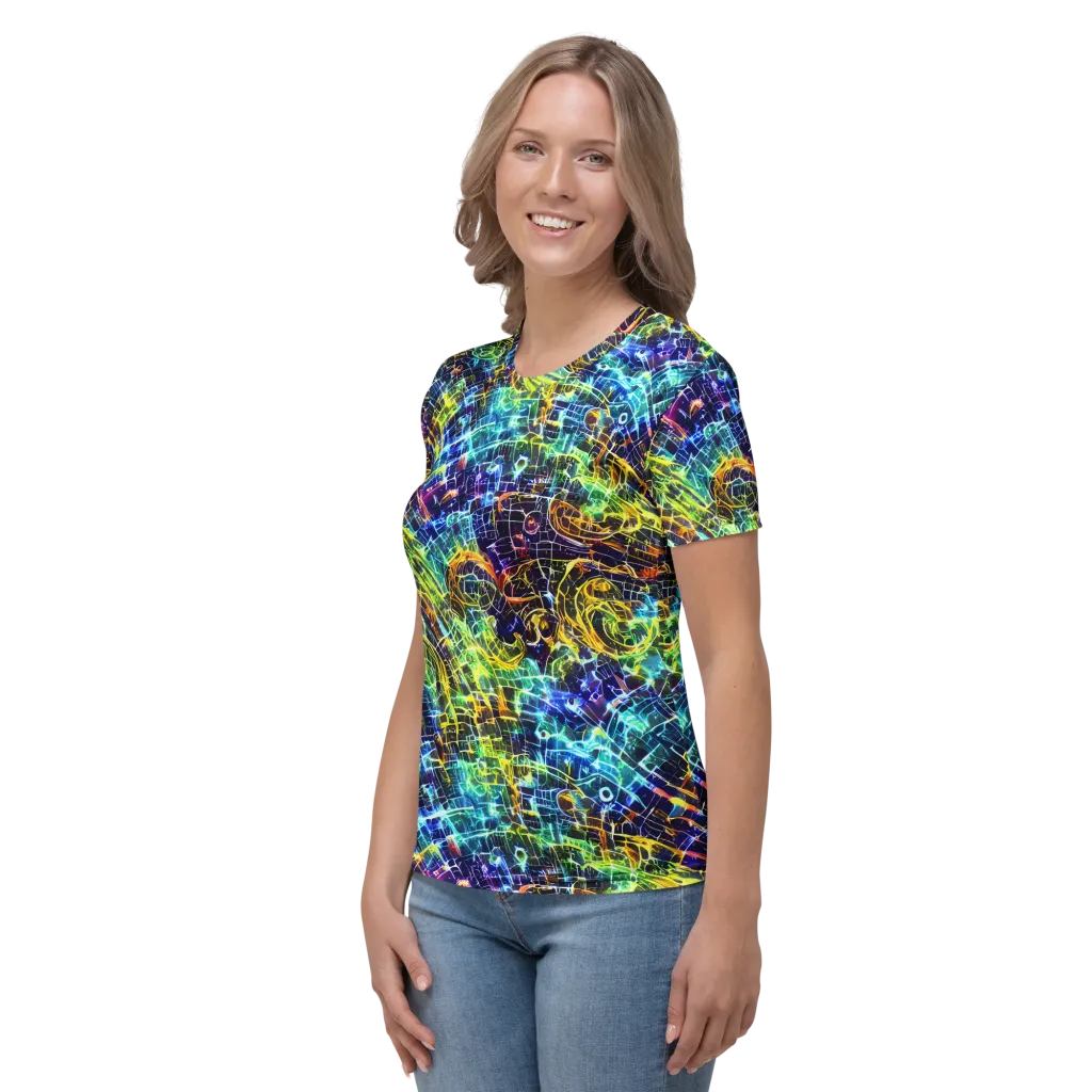 Electric Gridfall on Women's Crew Neck T-Shirt — Left