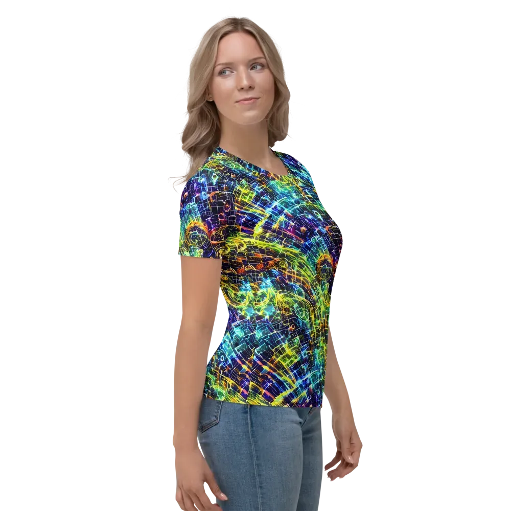 Electric Gridfall on Women's Crew Neck T-Shirt — Right