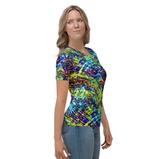 Electric Gridfall on a Women's Crew Neck T-Shirt
