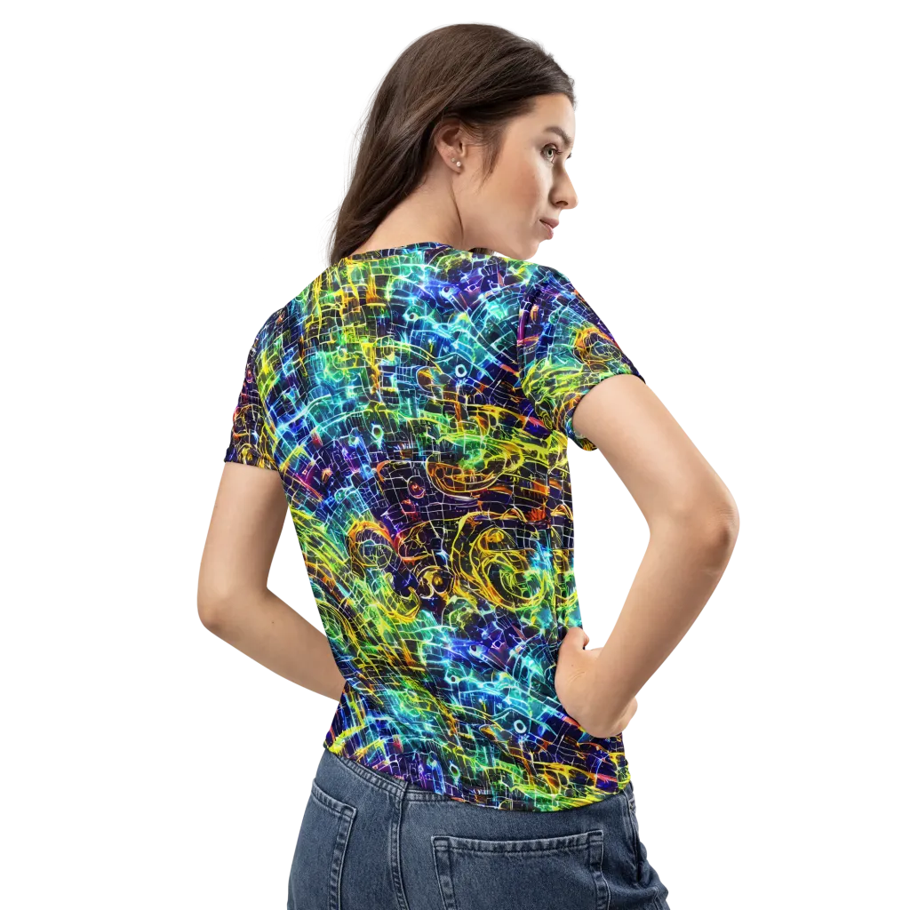 Electric Gridfall on Women's Crew Neck T-Shirt — Back