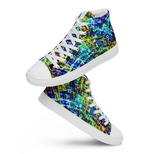 Electric Gridfall on a Women's High Top Canvas Shoes