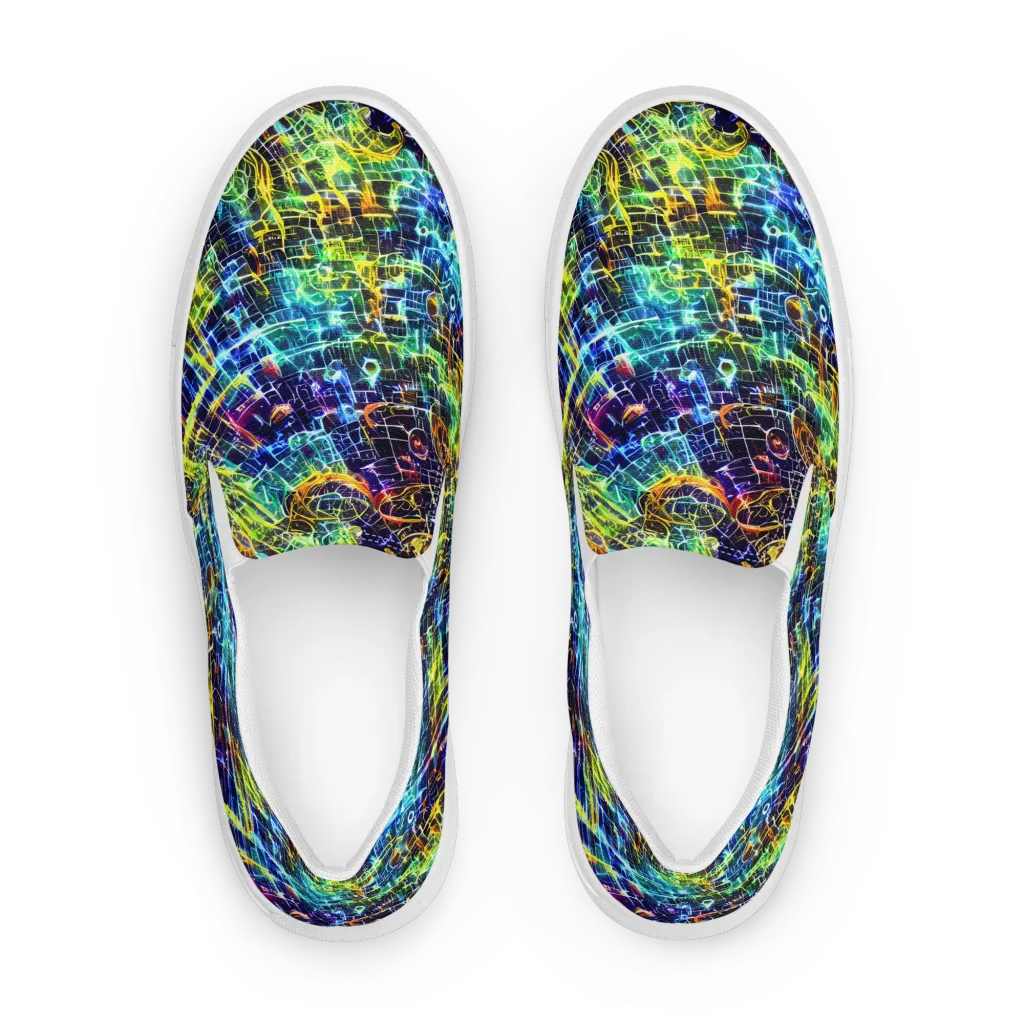 Electric Gridfall on Men's Slip-On Canvas Shoes — Front