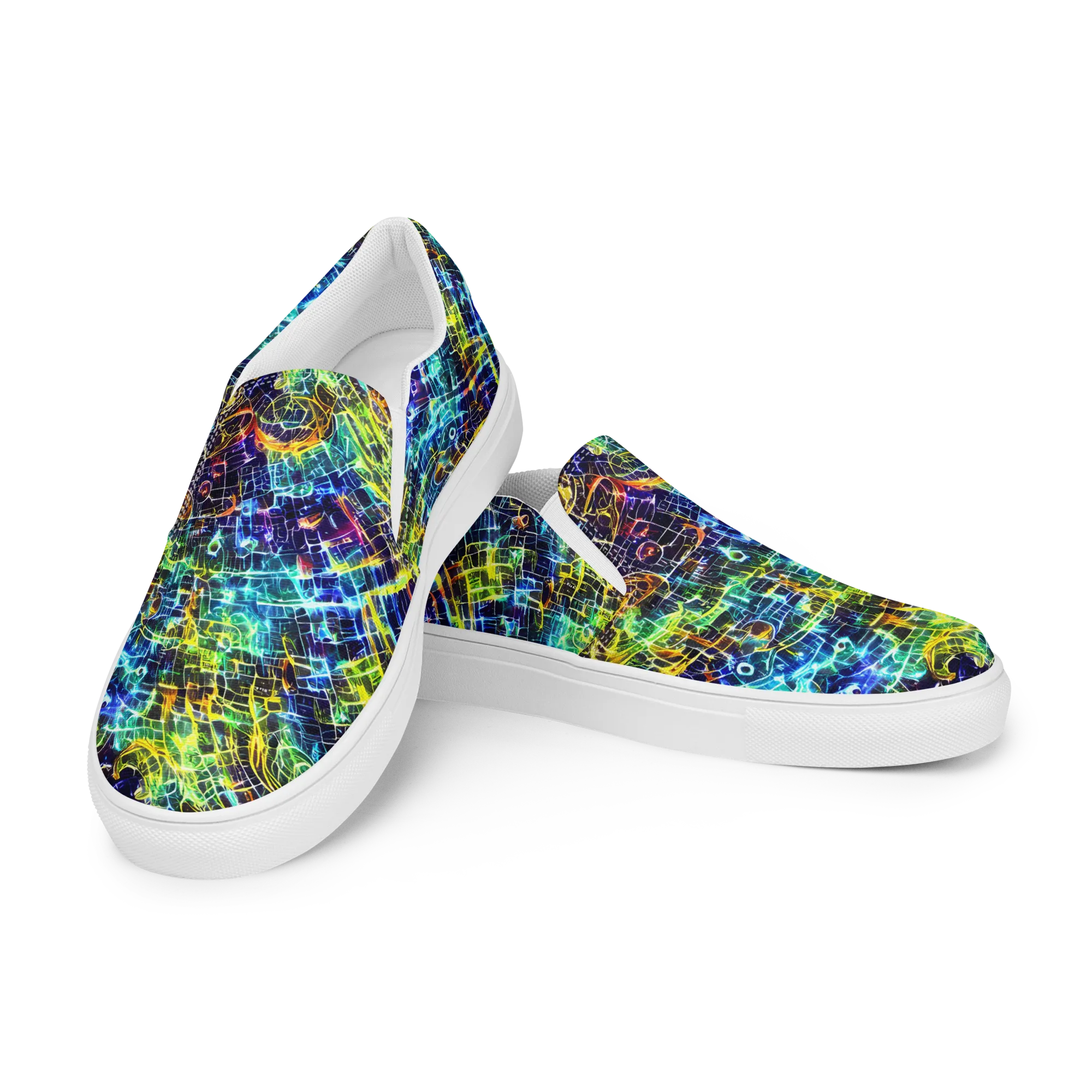 Electric Gridfall on Men's Slip-On Canvas Shoes — Left Front