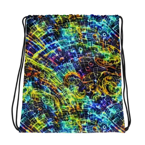 Electric Gridfall on a Drawstring Bag