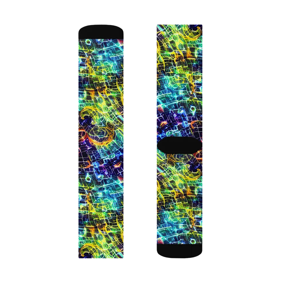 Electric Gridfall on Socks — Left Sock