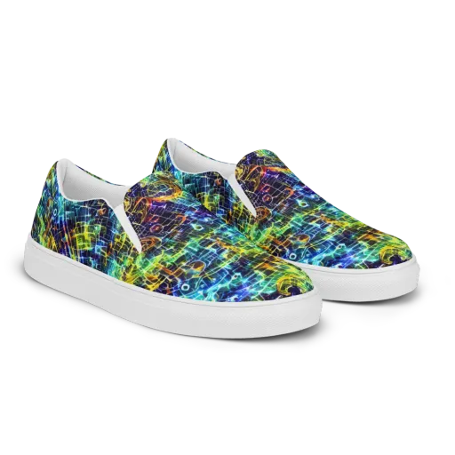 Electric Gridfall on a Women's Slip-On Canvas Shoes