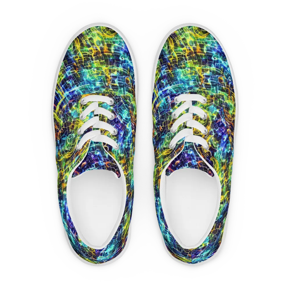 Electric Gridfall on Men's Lace-Up Canvas Shoes — Front
