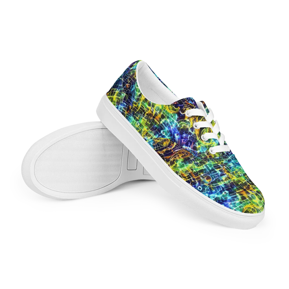 Electric Gridfall on Men's Lace-Up Canvas Shoes — Right Front