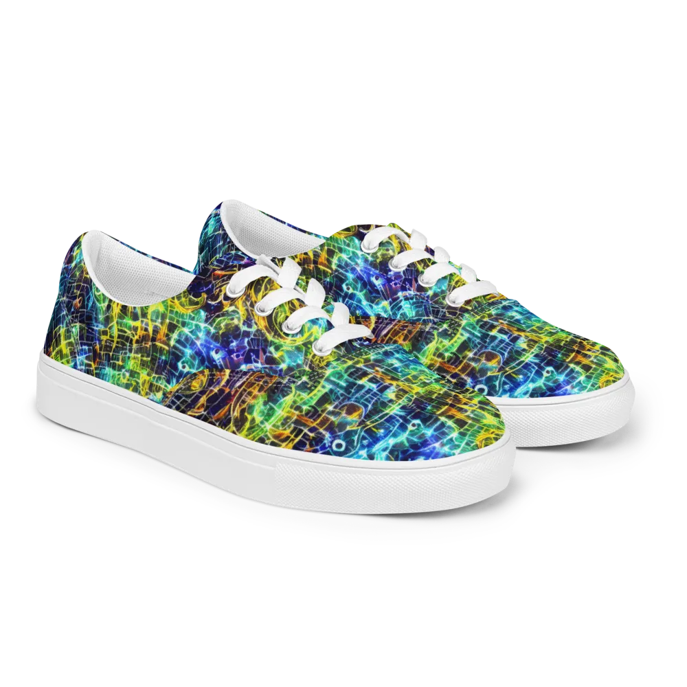 Electric Gridfall on Men's Lace-Up Canvas Shoes — Right Front
