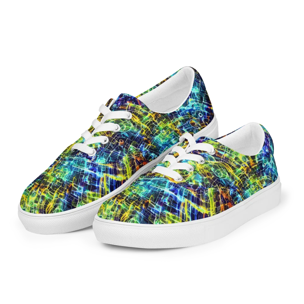 Electric Gridfall on Men's Lace-Up Canvas Shoes — Left Front
