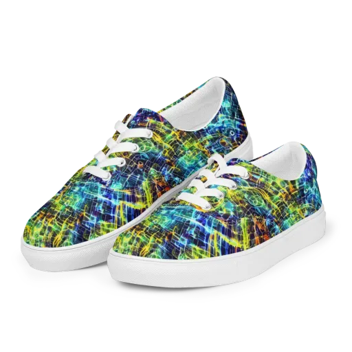 Electric Gridfall on a Men's Lace-Up Canvas Shoes