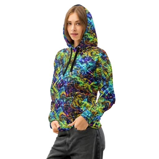 Electric Gridfall on a Cotton Hoodie