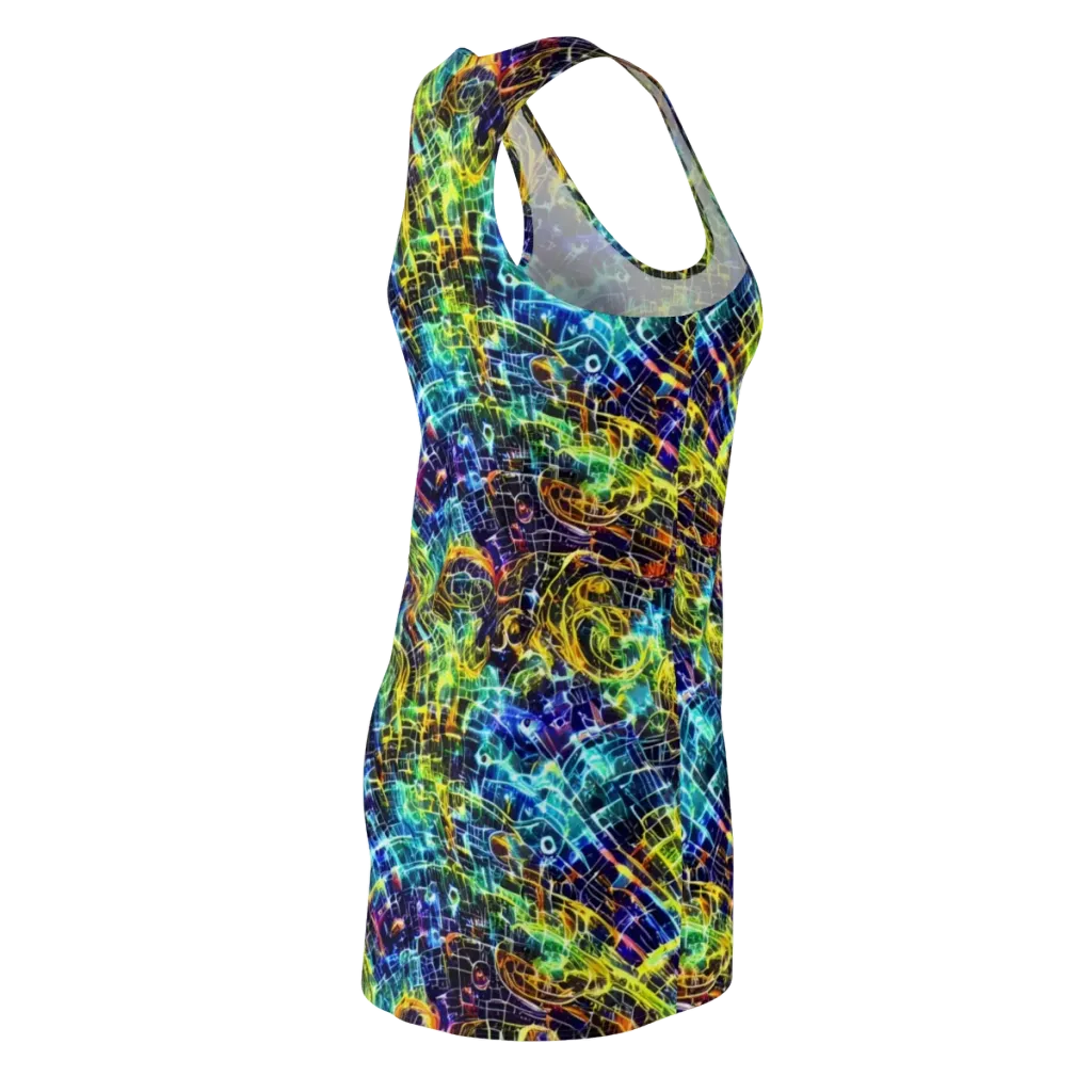 Electric Gridfall on Racerback Dress — Back Side