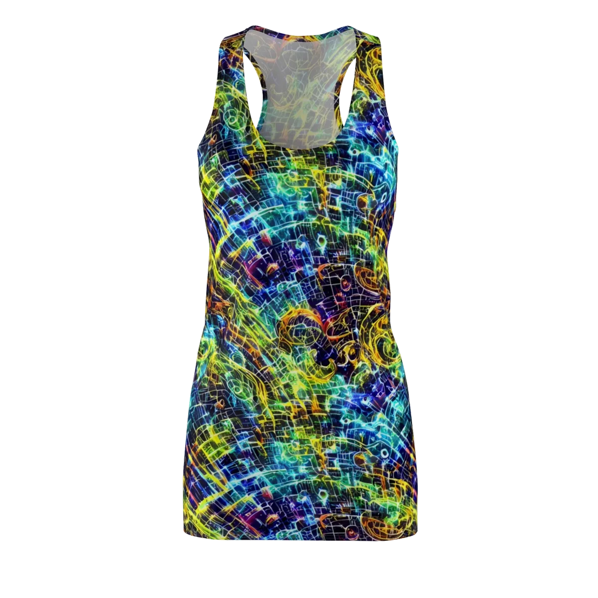Electric Gridfall on Racerback Dress — Front