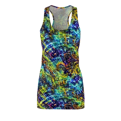 Electric Gridfall on a Racerback Dress