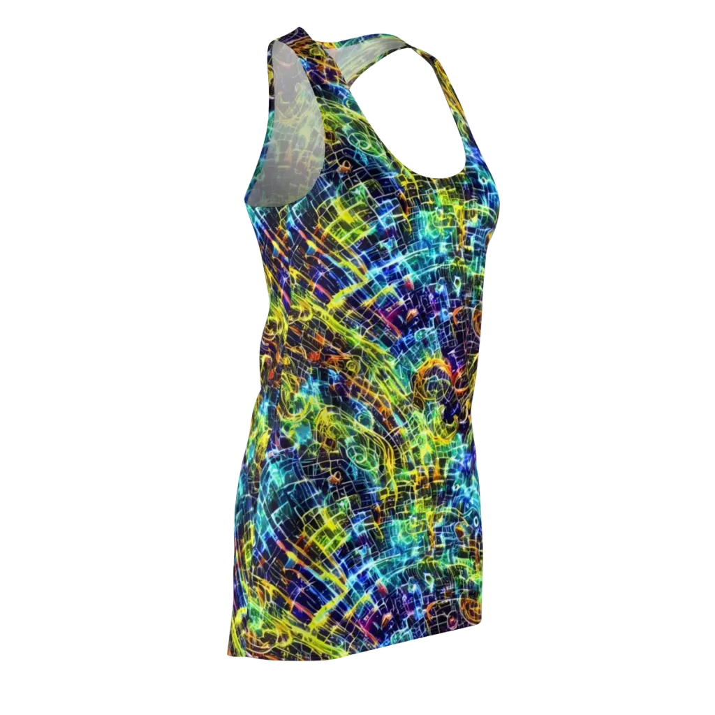 Electric Gridfall on Racerback Dress — Front Side