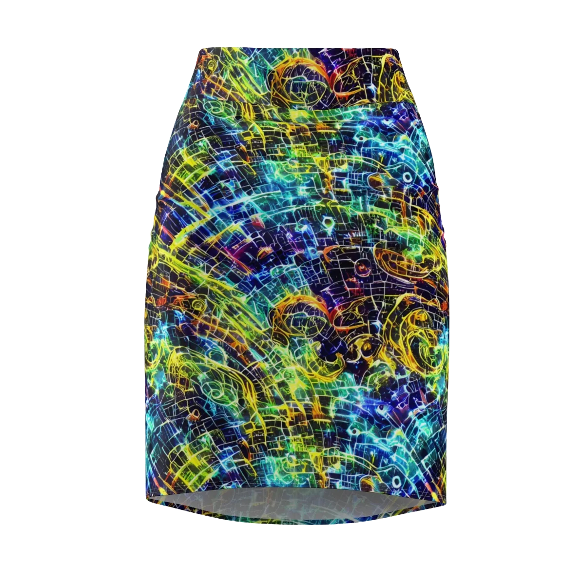 Electric Gridfall on Pencil Skirt — Front