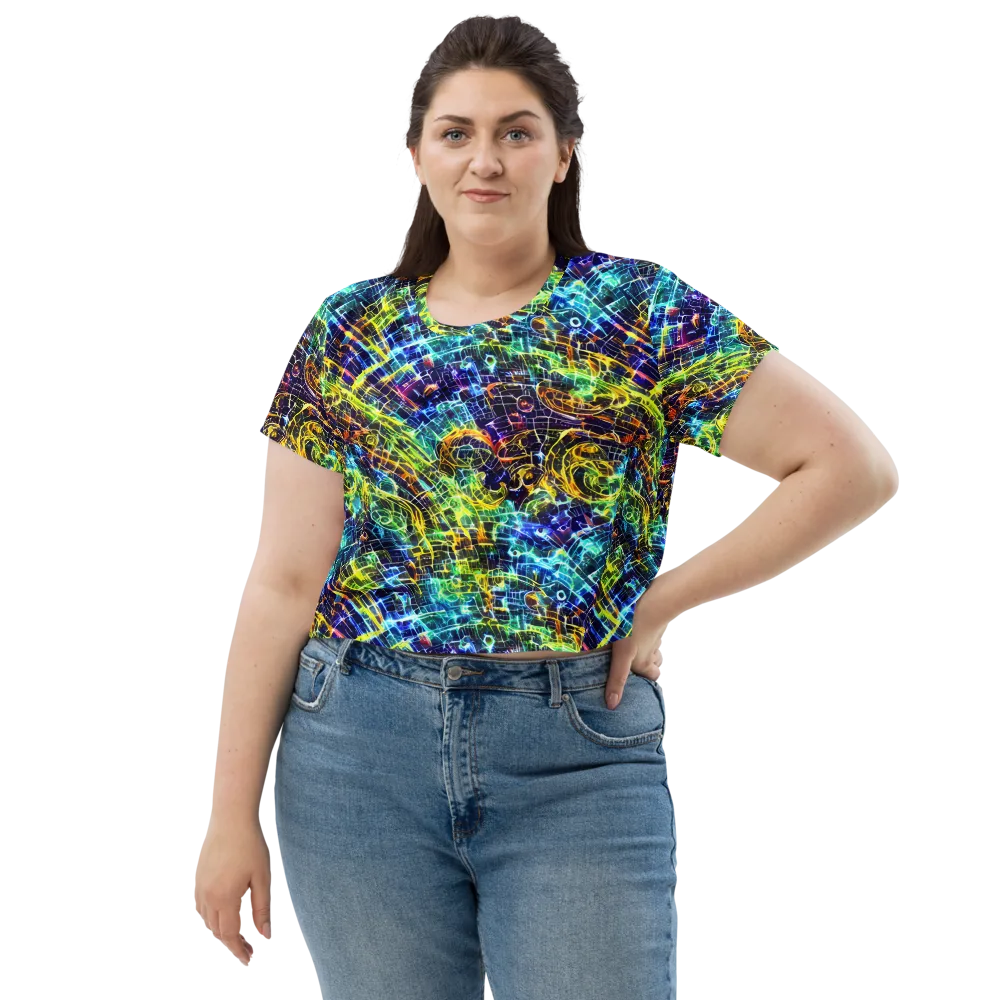 Electric Gridfall on Crop Tee — Front
