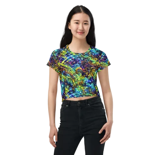 Electric Gridfall on a Crop Tee
