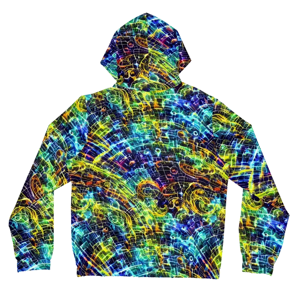 Electric Gridfall on Women's Full-Zip Hoodie — Back