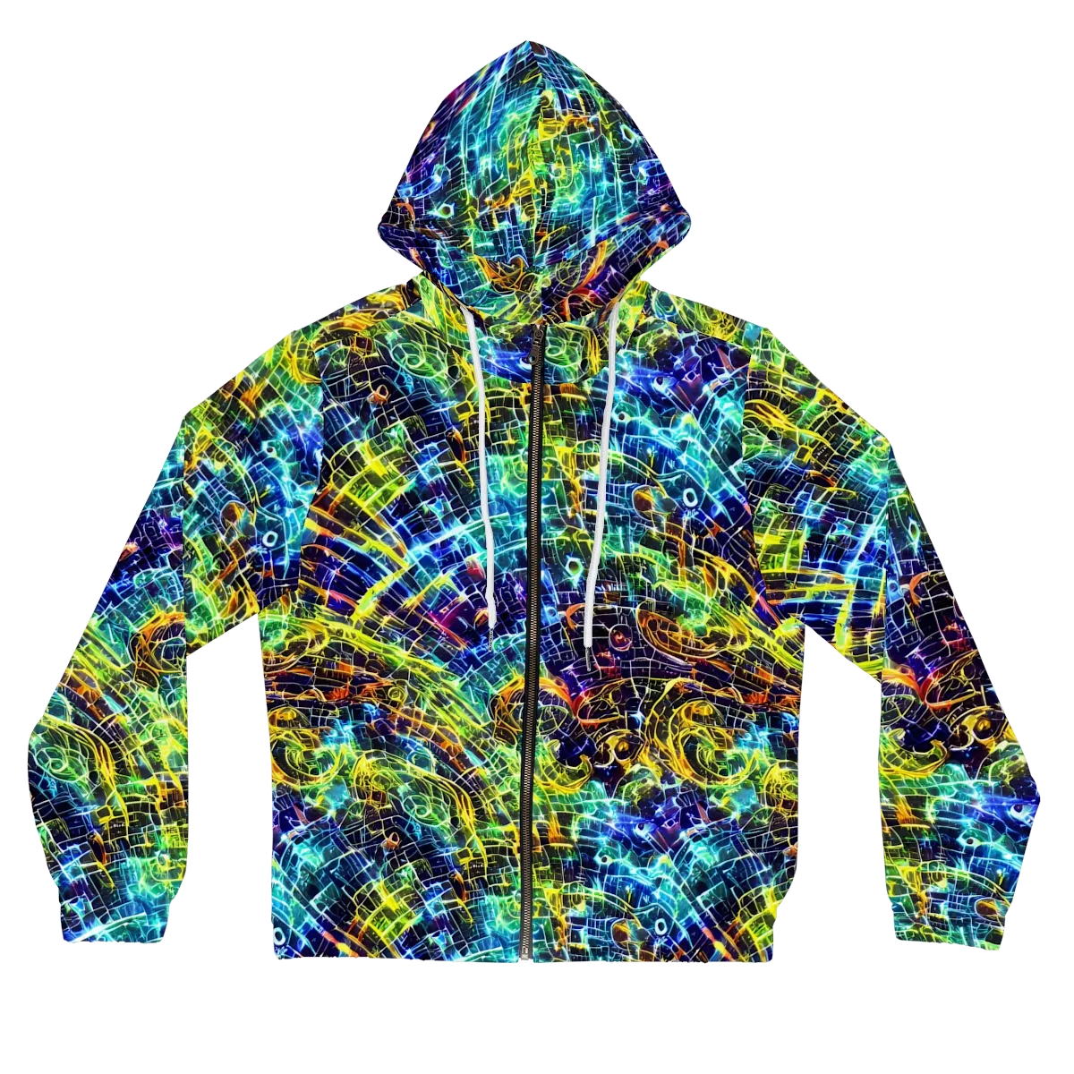 Electric Gridfall on Women's Full-Zip Hoodie — Front